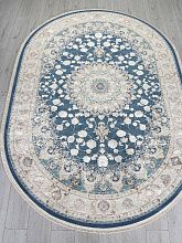 Овальный ковер из Турции ZARINA A050B D.BLUE SHIRINK / CREAM Овал