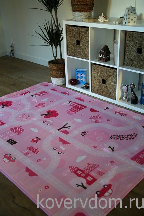 Детский развивающий 3D ковер с дорогами  ДОРОЖКИ-ДОМИКИ розовый 86148 Детский развивающий 3D ковер с дорогами  ДОРОЖКИ-ДОМИКИ розовый 86148