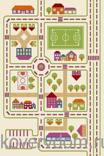 Детский ковер Городок с дорогами Кристэл С021 cream 