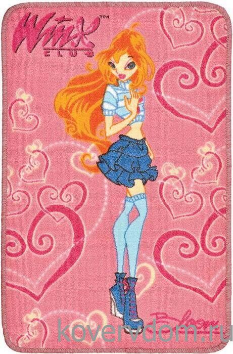 Детский ковер на резиновой основе Винкс Bloom розовый