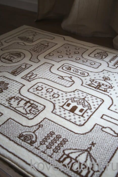 Детский монохромный ковер с дорогами PLANET крем-беж Детский монохромный ковер с дорогами PLANET крем-беж