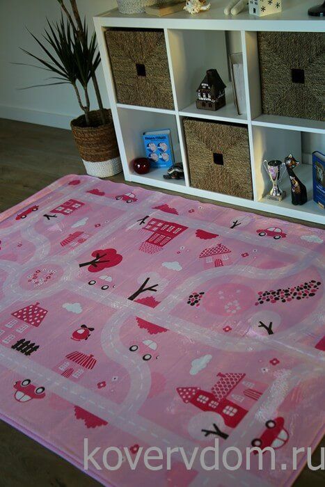 Детский развивающий 3D ковер с дорогами  ДОРОЖКИ-ДОМИКИ розовый 86148 Детский развивающий 3D ковер с дорогами  ДОРОЖКИ-ДОМИКИ розовый 86148