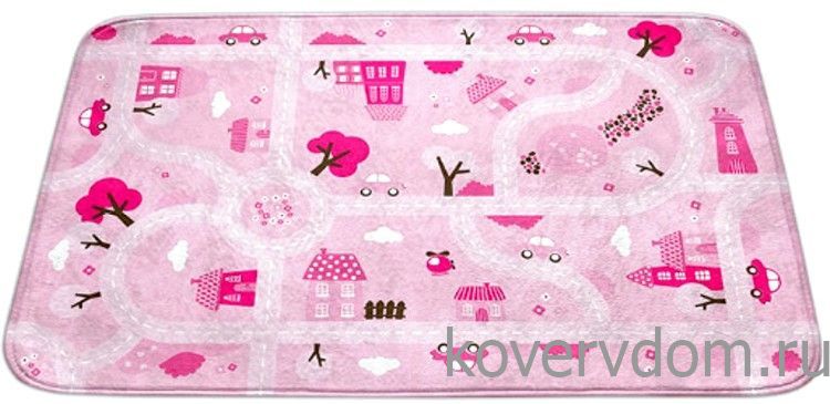 Детский развивающий 3D ковер с дорогами  ДОРОЖКИ-ДОМИКИ розовый 86148 Детский развивающий 3D ковер с дорогами  ДОРОЖКИ-ДОМИКИ розовый 86148
