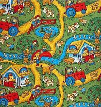 Разноцветный круглый детский ковер-палас  Веселая поляна